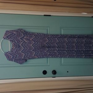 Loveappella Junniper Knit Maxi dress, Large, Purple, Blue, White, Gray and Navy
